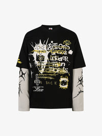 MCCNN | Poster Collage Layered Sleeve Sweatshirt
