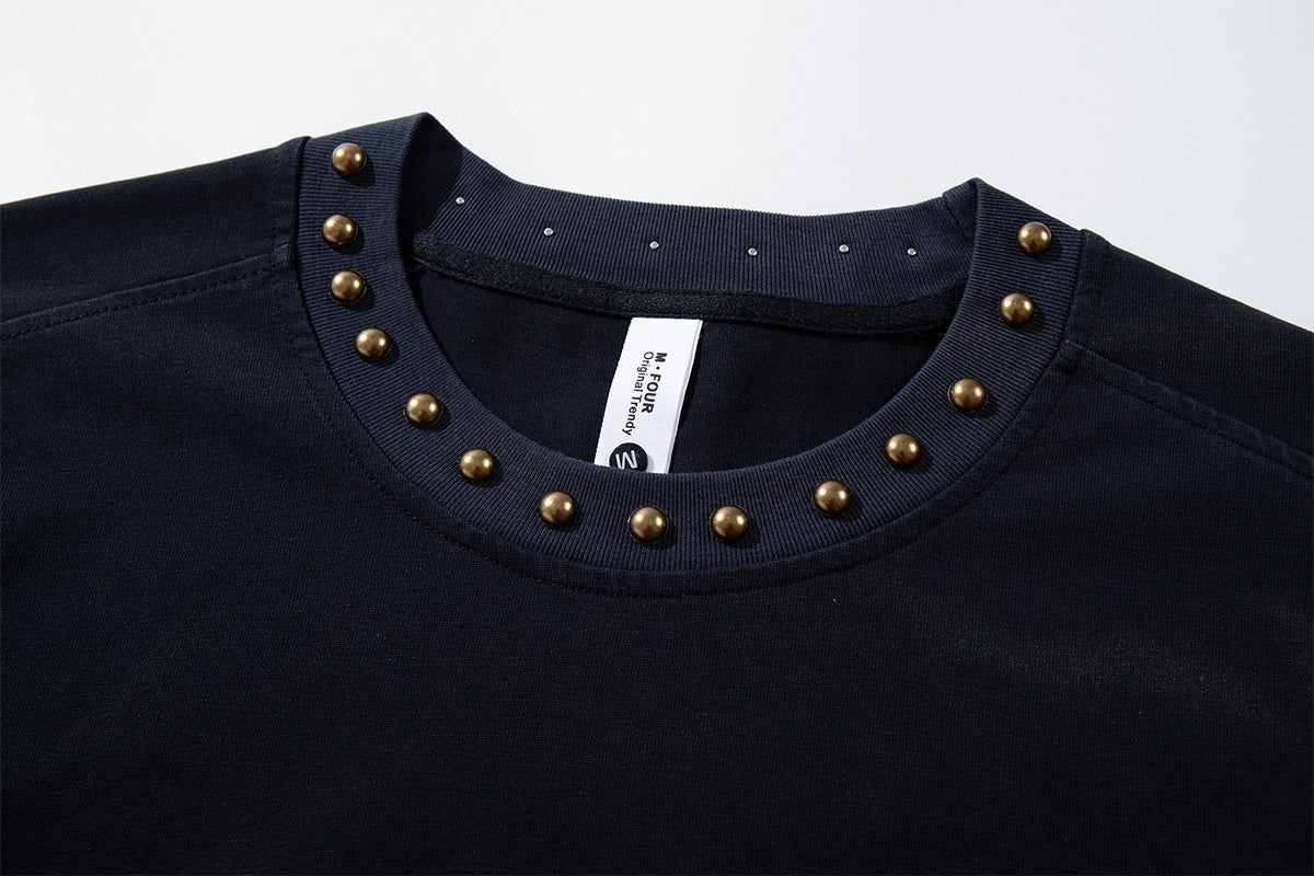 MFOUR | Studded Number 17 Layered Sweatshirt - product detail