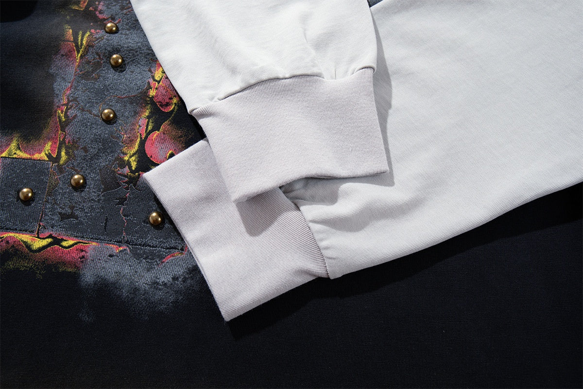 MFOUR | Studded Number 17 Layered Sweatshirt - product detail