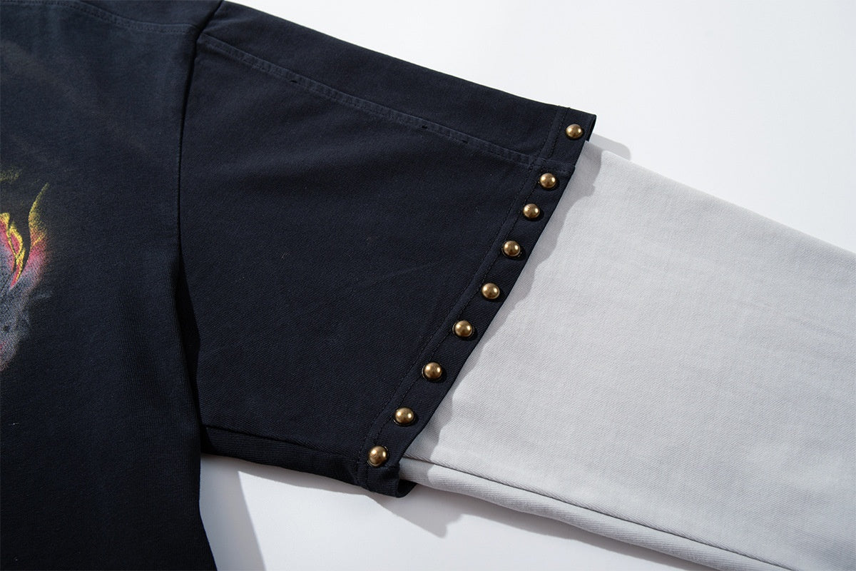 MFOUR | Studded Number 17 Layered Sweatshirt - product detail