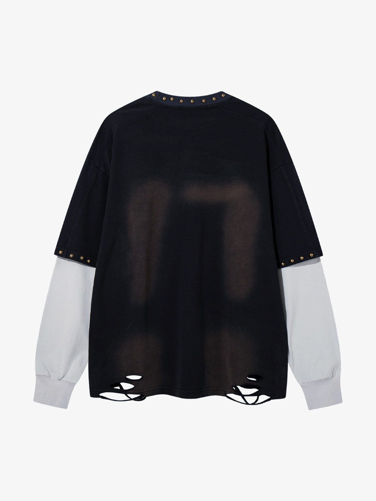 MFOUR | Studded Number 17 Layered Sweatshirt in Black - back view