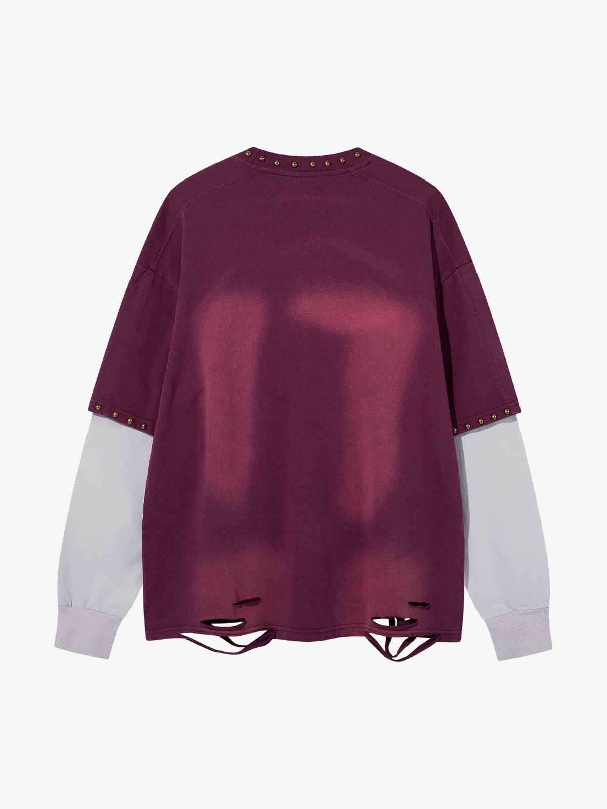 MFOUR | Studded Number 17 Layered Sweatshirt in Red - back view
