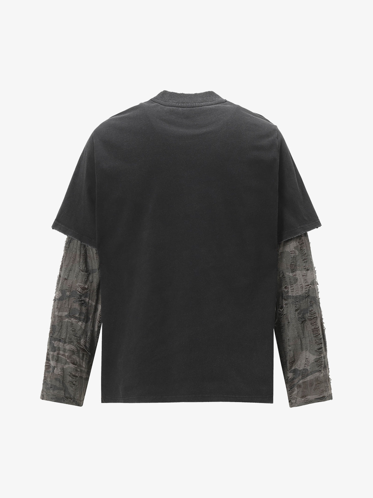 MILLET | Tattoo Print Layered Sleeve Sweatshirt in Black - back view