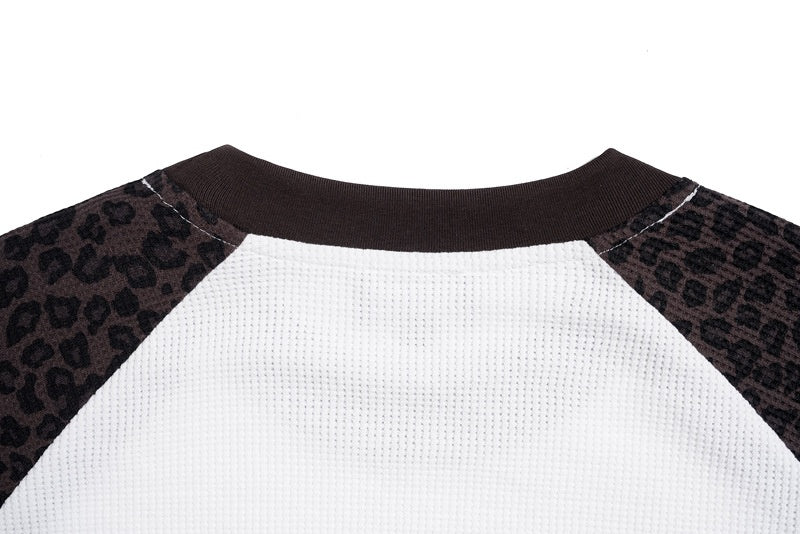 MT99 | Leopard Raglan Letter Sweatshirt - product detail