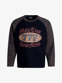 MT99 | Leopard Raglan Letter Sweatshirt