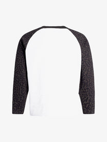 MT99 | Leopard Raglan Letter Sweatshirt in White - back view