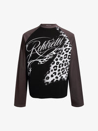 REFUSION | Leopard Script Panel Sweatshirt