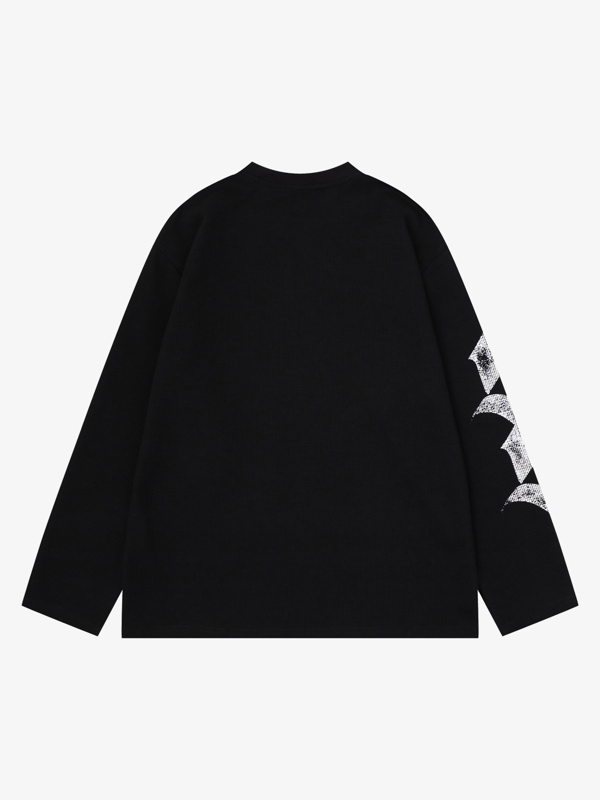 SAVAGE BASE | Red Block Letter Waffle Sweatshirt in Black - back view