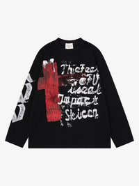 SAVAGE BASE | Red Block Letter Waffle Sweatshirt