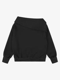 SEVEERS | Wing Print Off Shoulder Sweatshirt in Black - back view