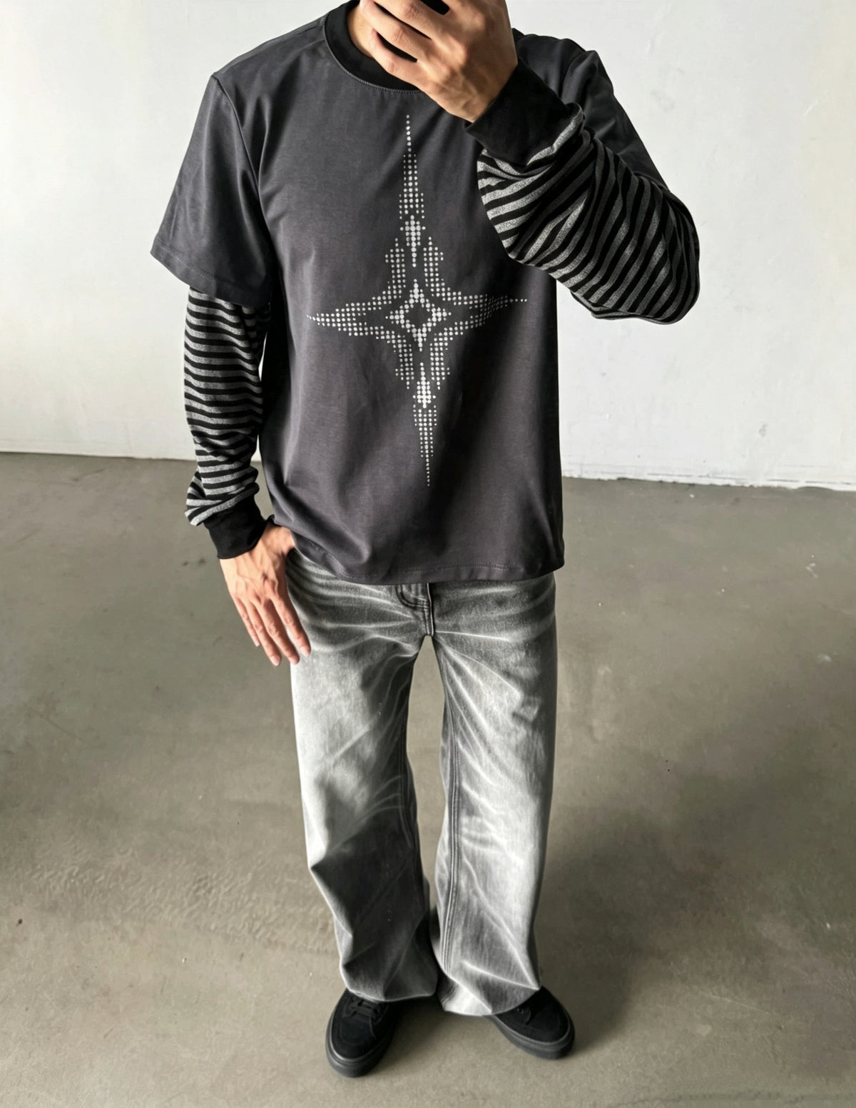 SMK MADE | Star Emblem Layered Sleeve Sweatshirt - product detail