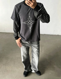SMK MADE | Star Emblem Layered Sleeve Sweatshirt - product detail