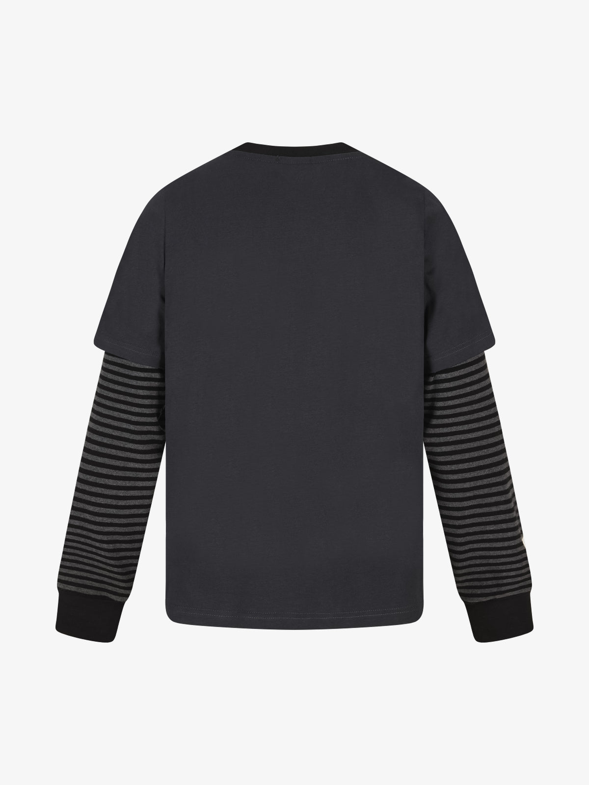 SMK MADE | Star Emblem Layered Sleeve Sweatshirt in Purple - back view
