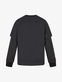 SMK MADE | Star Emblem Layered Sleeve Sweatshirt in Purple - back view