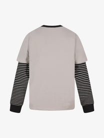 SMK MADE | Star Emblem Layered Sleeve Sweatshirt in White - back view