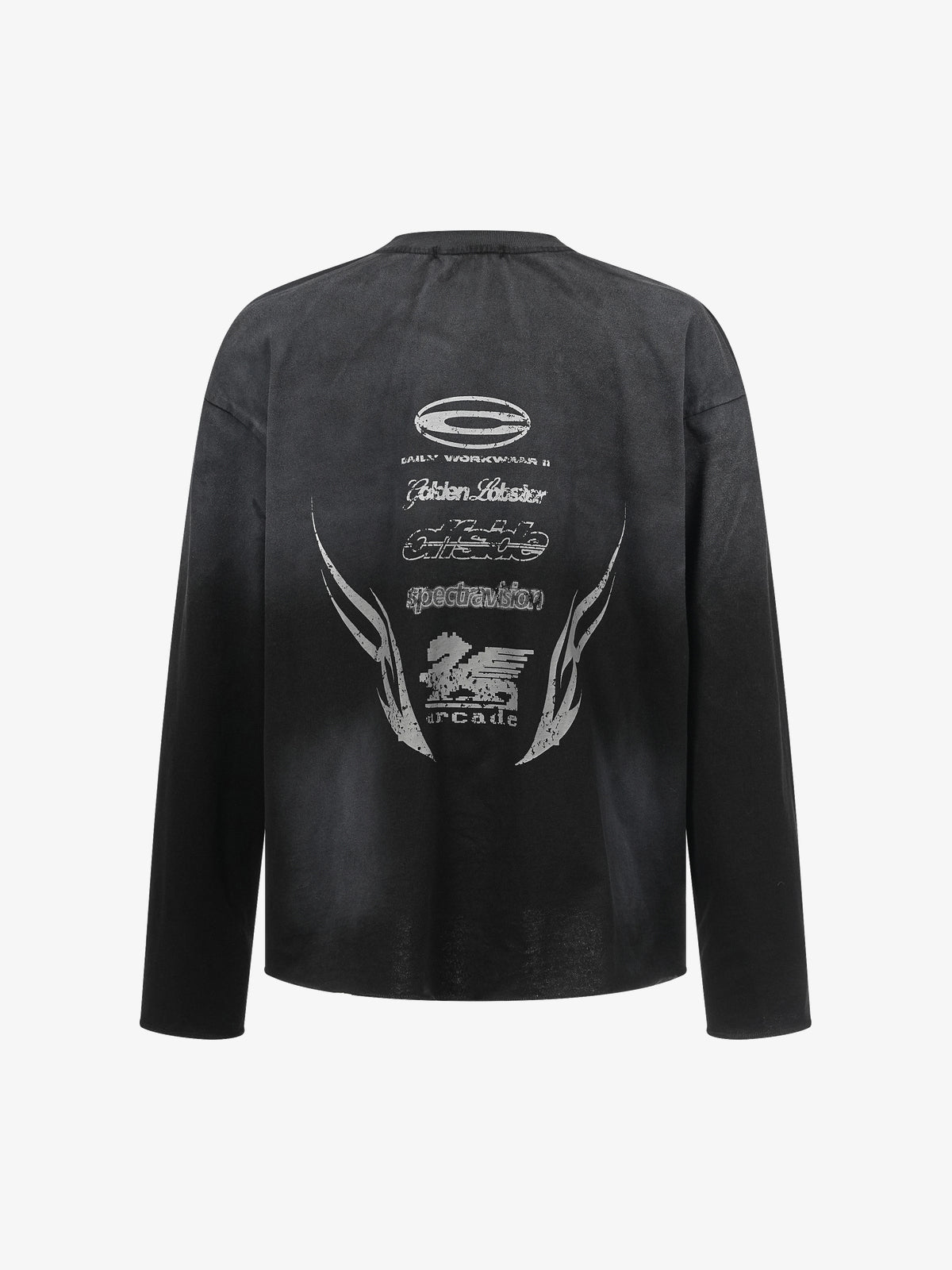 SPECTRA VISION | Anxiety Slogan Washed Sweatshirt in Black - back view