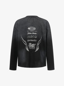 SPECTRA VISION | Anxiety Slogan Washed Sweatshirt in Black - back view