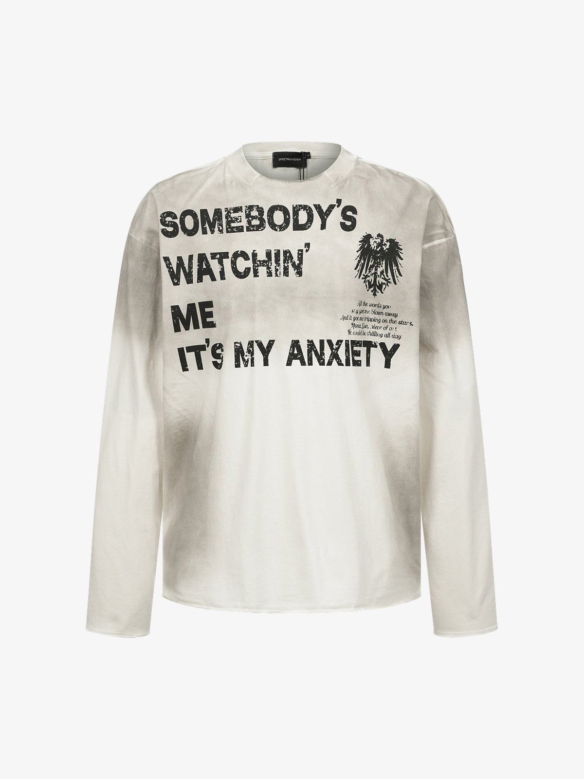 SPECTRA VISION | Anxiety Slogan Washed Sweatshirt in Gray - front view