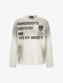 SPECTRA VISION | Anxiety Slogan Washed Sweatshirt in Gray - front view