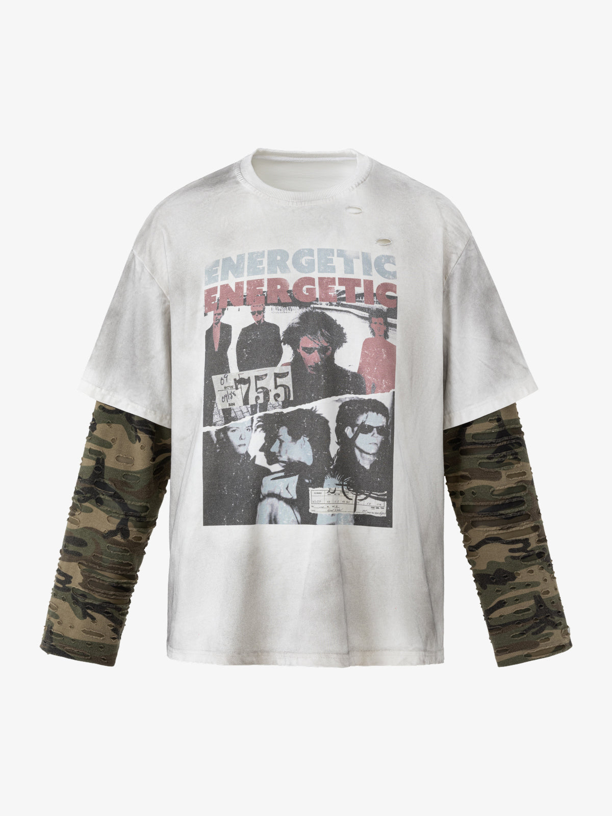 STAFF PICK | 1955 Photo Camo Sleeve Sweatshirt in White - front view