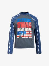 SKATE PARK | Star Sleeve Statement Sweatshirt in Blue - front view