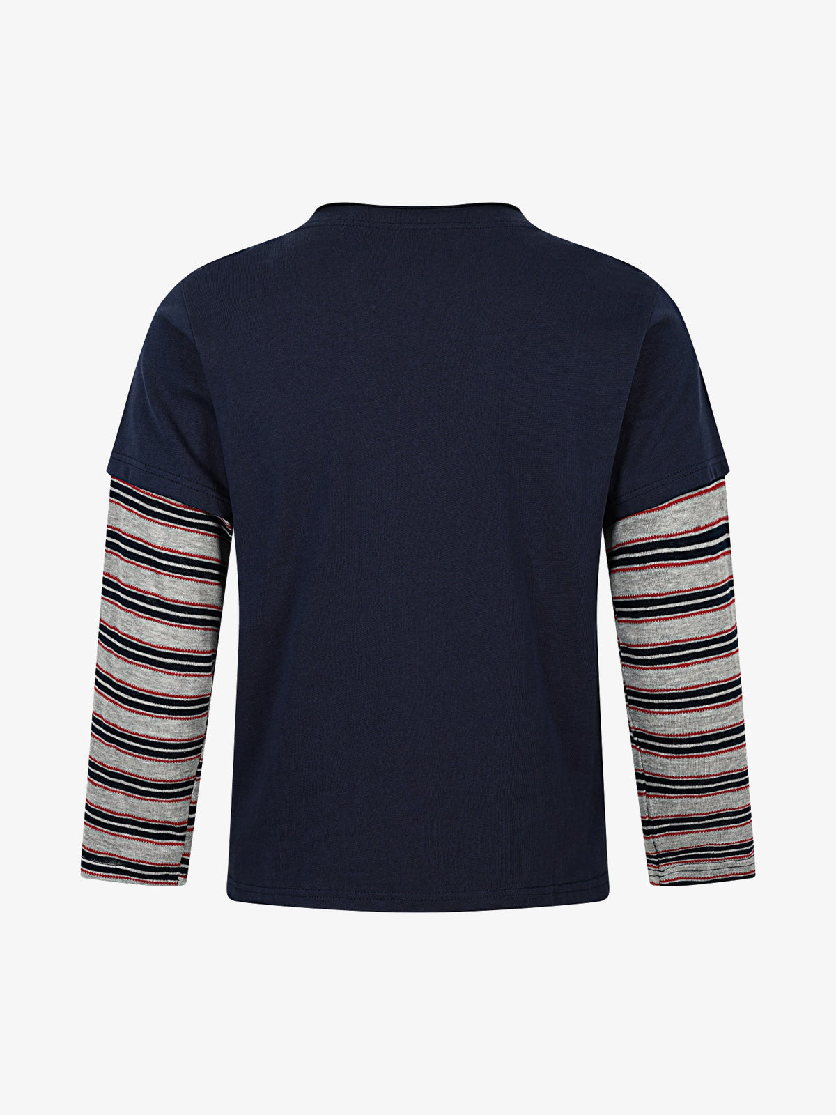 TAELE PLUS | Statement Layered Sleeve Sweatshirt in Navy - back view