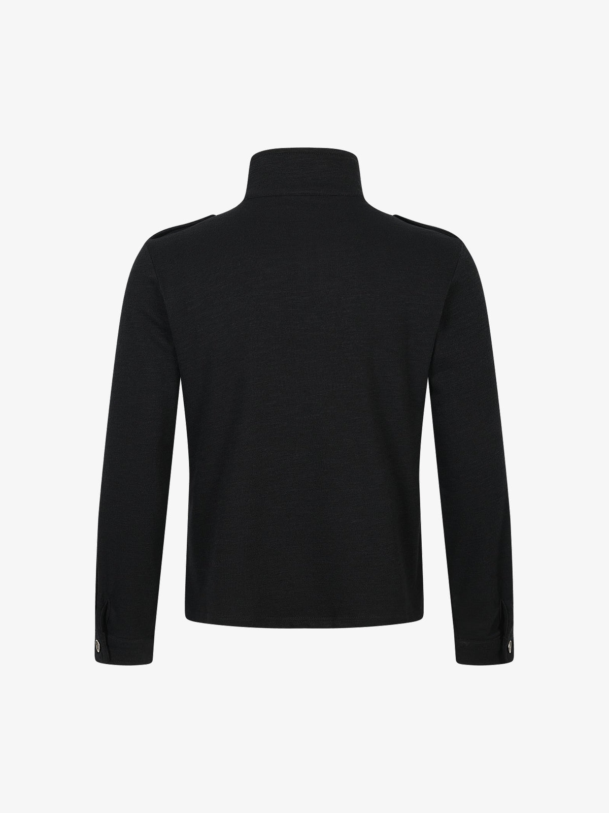 TAELE PLUS | Abstract Logo Half Zip Sweatshirt in Black - back view
