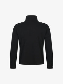 TAELE PLUS | Abstract Logo Half Zip Sweatshirt in Black - back view