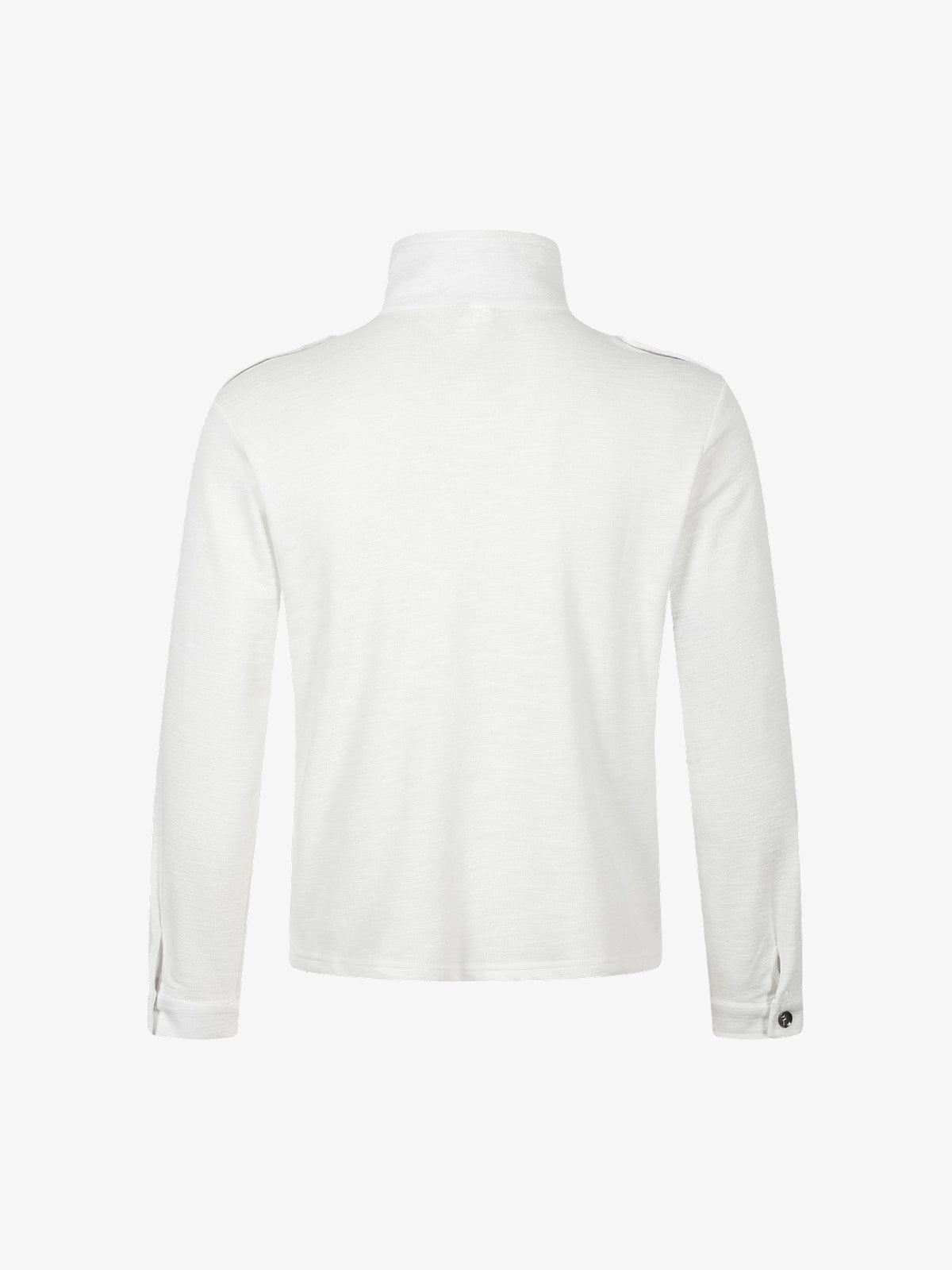 TAELE PLUS | Abstract Logo Half Zip Sweatshirt in White - back view