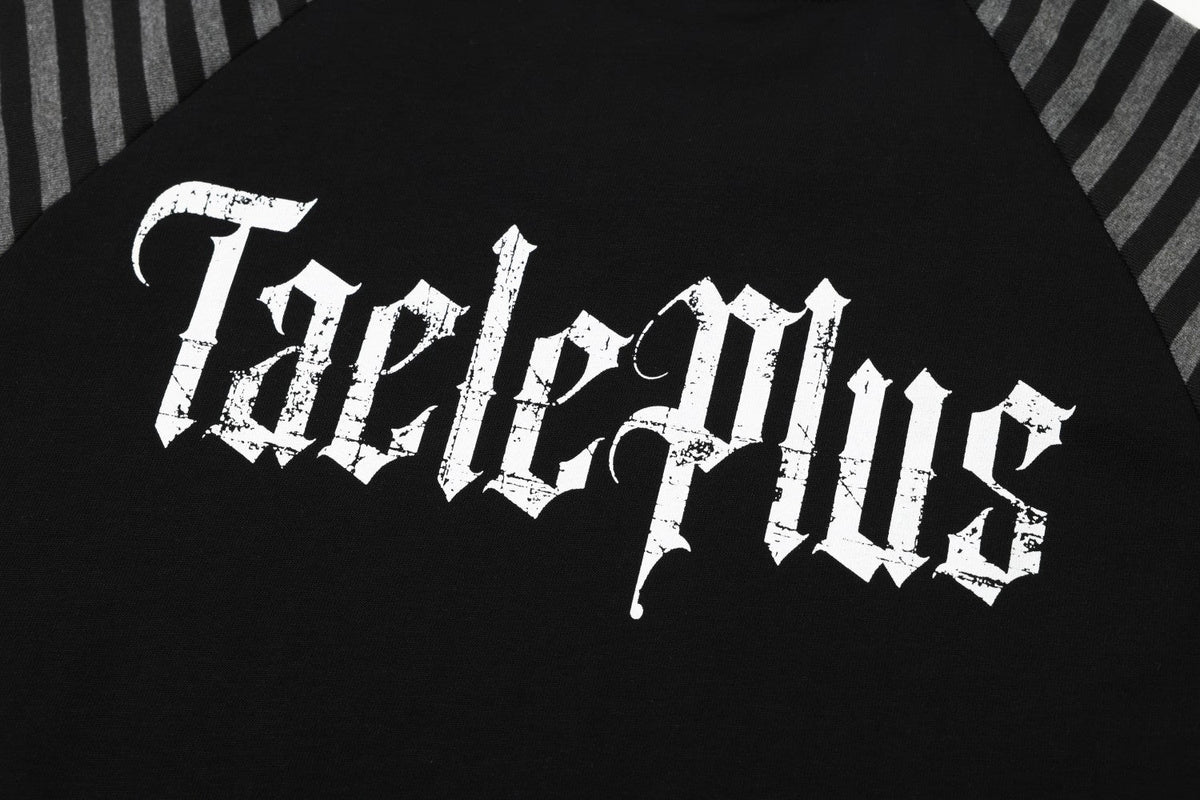 TAELE PLUS | Figure Print Striped Sleeve Sweatshirt - product detail