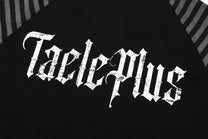 TAELE PLUS | Figure Print Striped Sleeve Sweatshirt - product detail