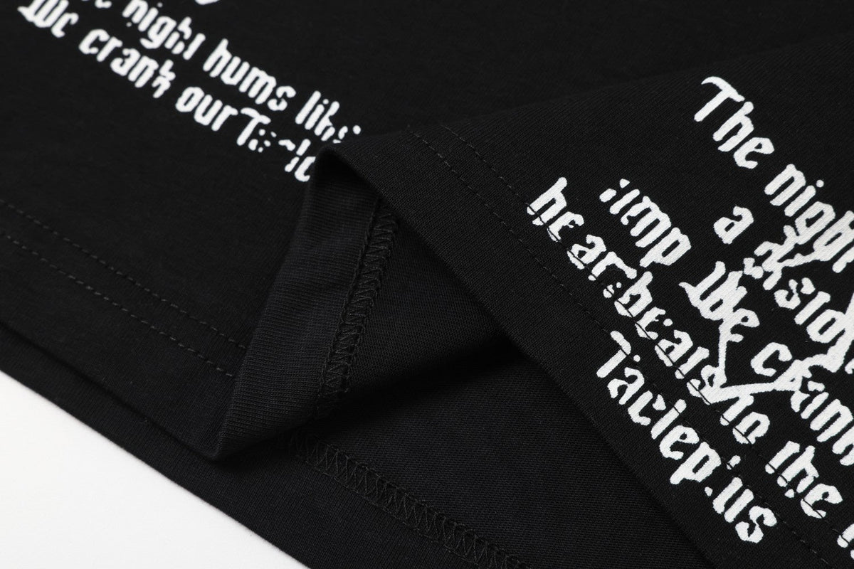 TAELE PLUS | Figure Print Striped Sleeve Sweatshirt - product detail