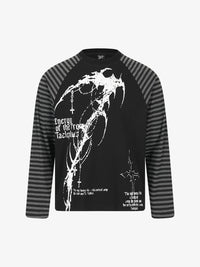TAELE PLUS | Figure Print Striped Sleeve Sweatshirt