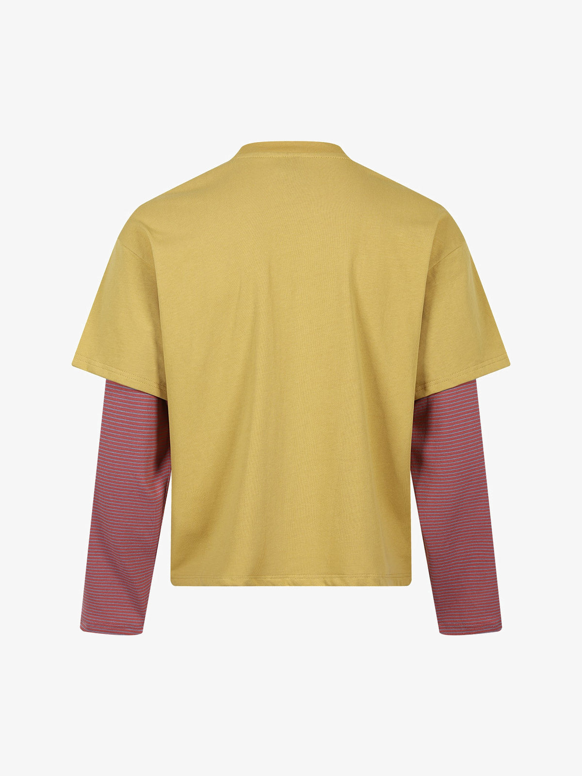 TAELE PLUS | Kitten Patch Layered Sleeve Sweatshirt in Mustard - back view