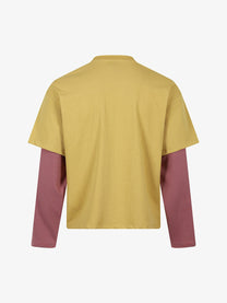 TAELE PLUS | Kitten Patch Layered Sleeve Sweatshirt in Mustard - back view