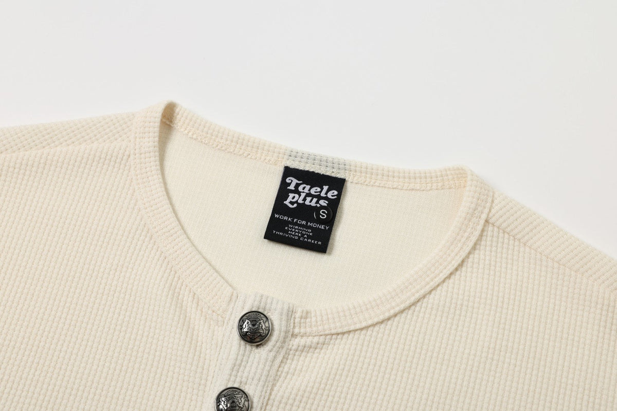 TAELE PLUS | Rune Print Henley Sweatshirt - product detail