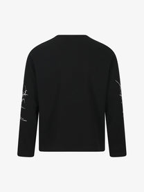 TAELE PLUS | Rune Print Henley Sweatshirt in Black - back view