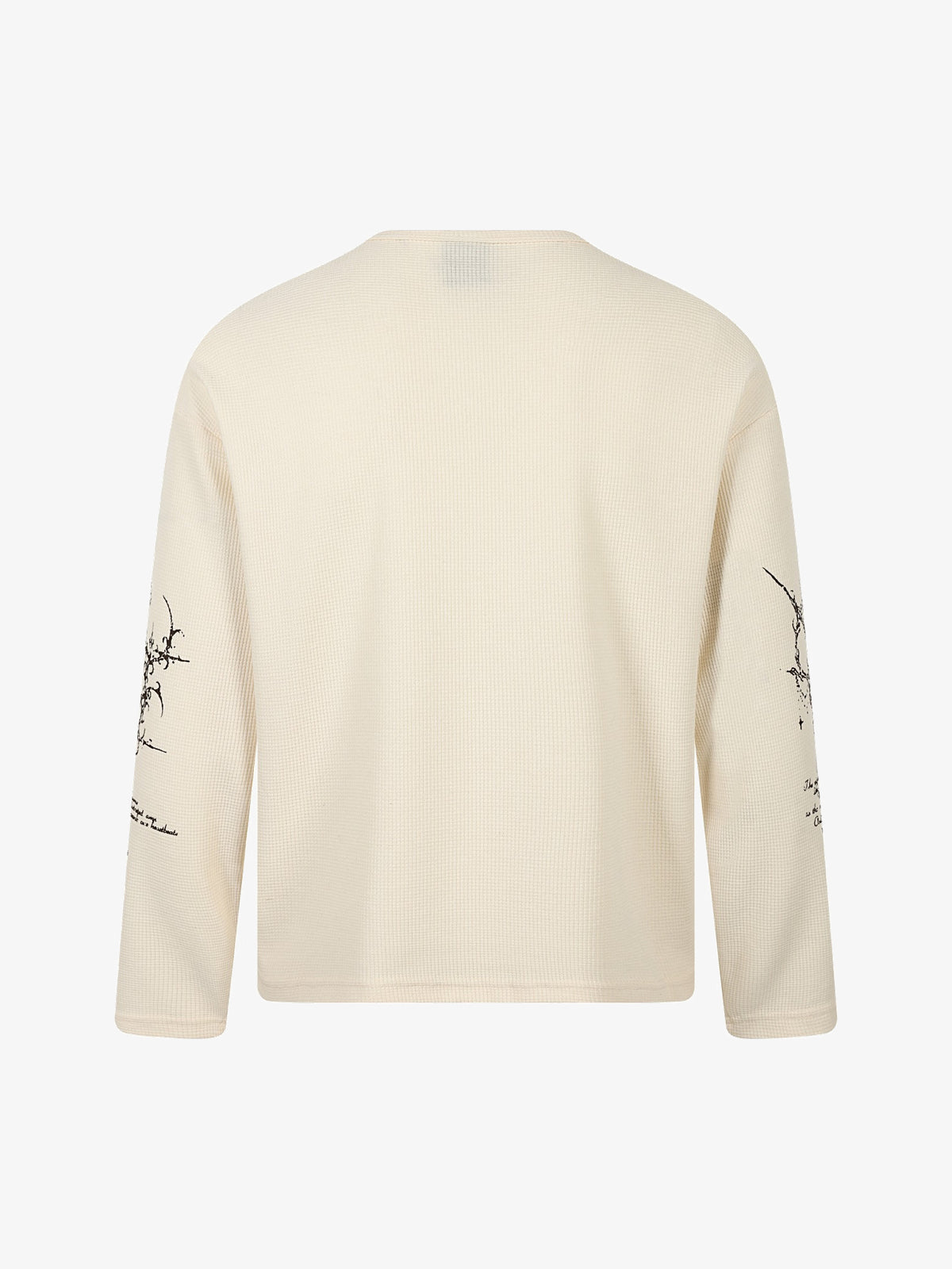 TAELE PLUS | Rune Print Henley Sweatshirt in Cream - back view
