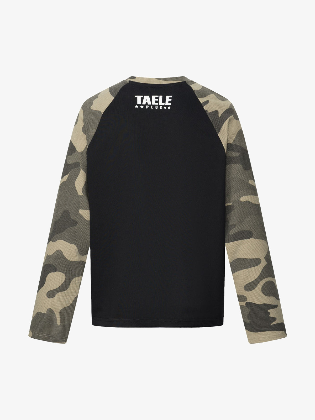 TAELE PLUS | Skull Star Camo Sleeve Sweatshirt in Black - back view