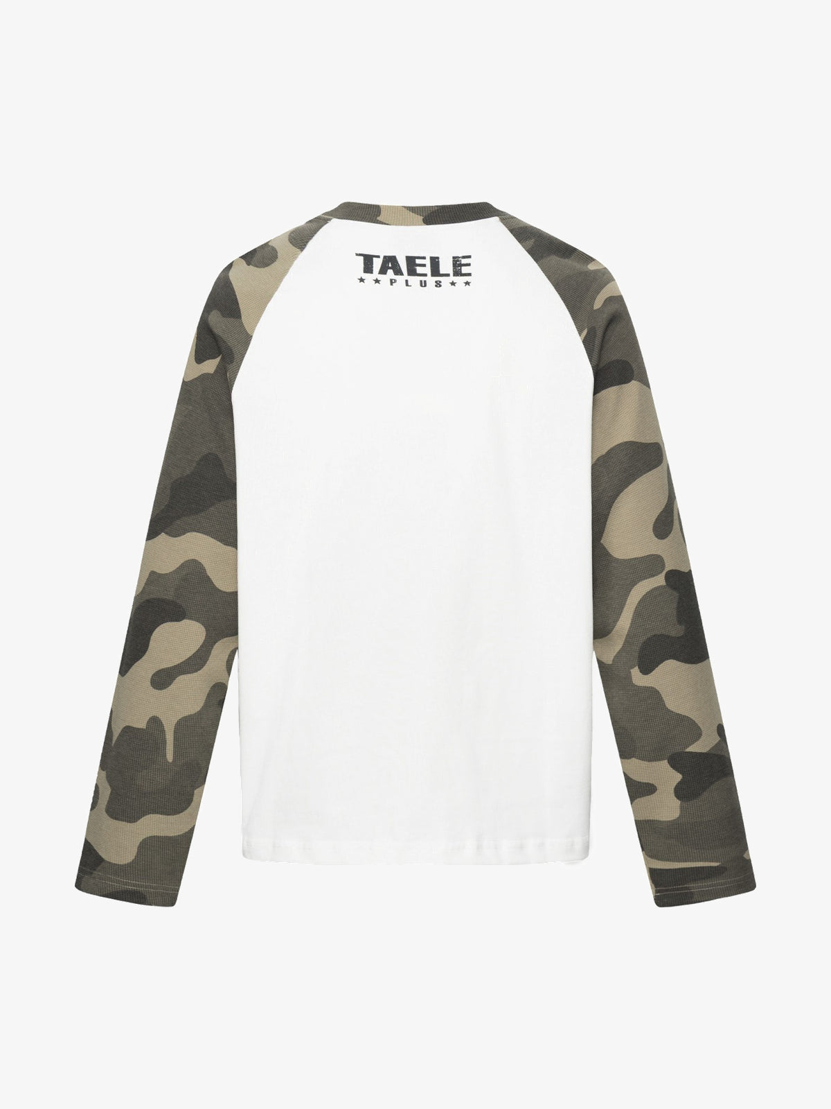 TAELE PLUS | Skull Star Camo Sleeve Sweatshirt in White - back view