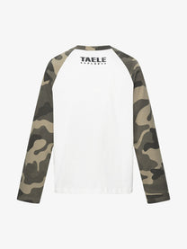 TAELE PLUS | Skull Star Camo Sleeve Sweatshirt in White - back view