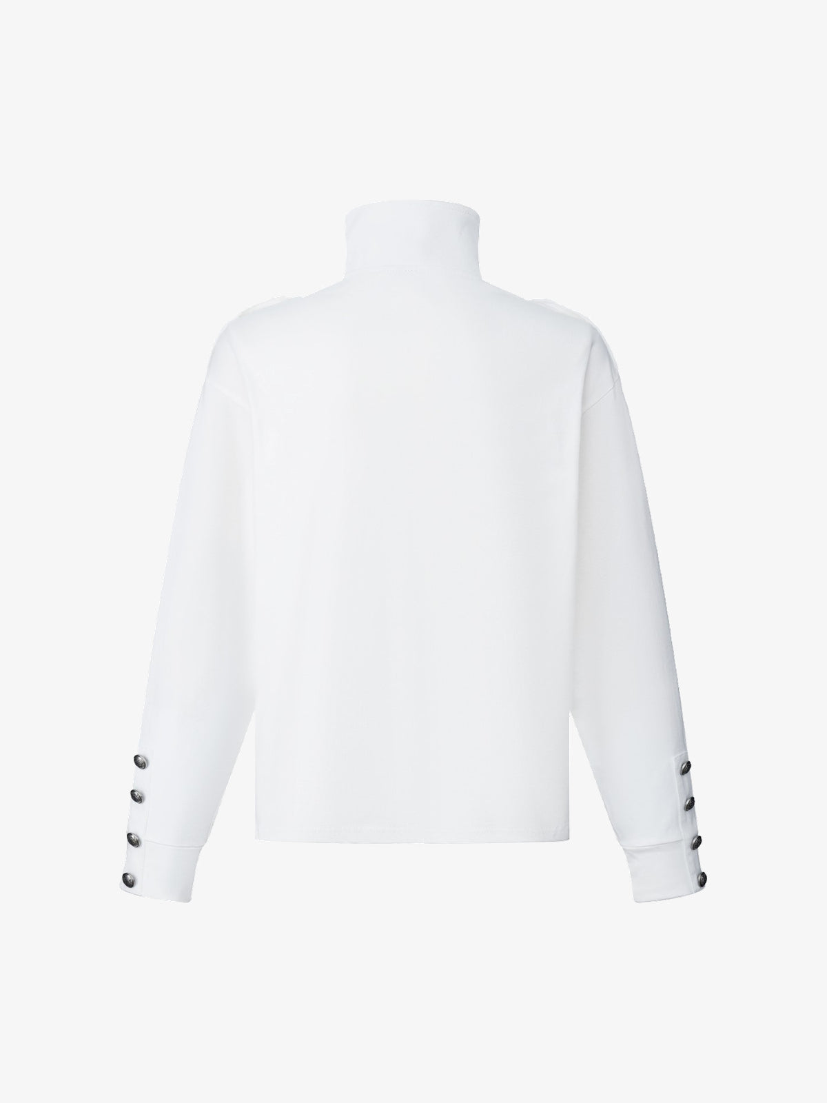 TAELE PLUS | Music Staff Half Zip Sweatshirt in White - back view