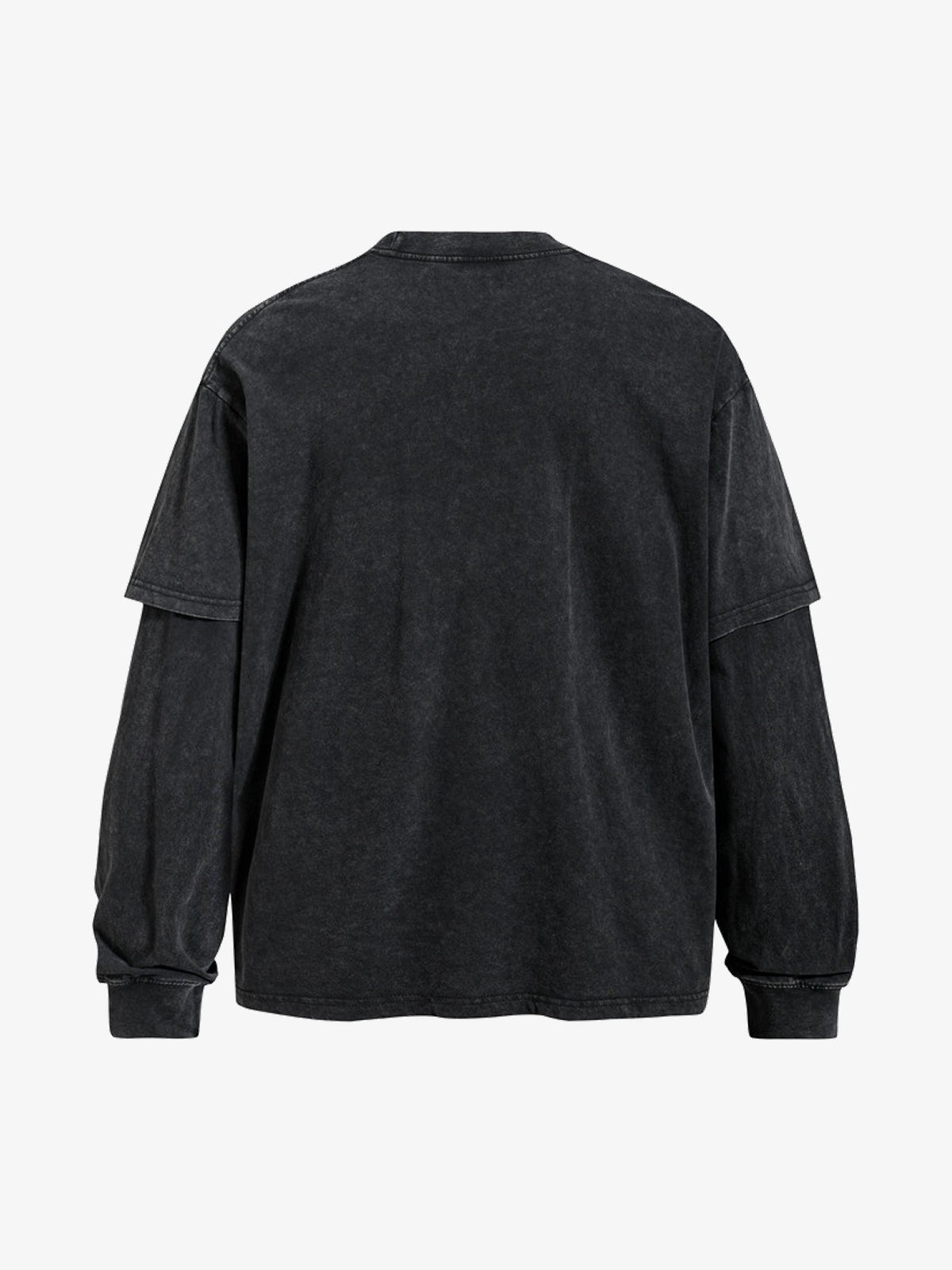 UN KNOWN | Red Bar Photo Layered Sweatshirt in Black - back view