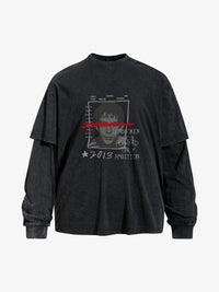 UN KNOWN | Red Bar Photo Layered Sweatshirt