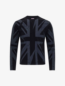 UNUSUAL ORIGINAL | Tonal Union Jack Sweatshirt in Black - front view