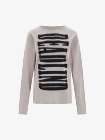 UNUSUAL ORIGINAL | Stacked Bar Print Sweatshirt in Beige - front view