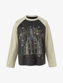 WHOLATE | Gothic Cathedral Raglan Sweatshirt in Black - front view