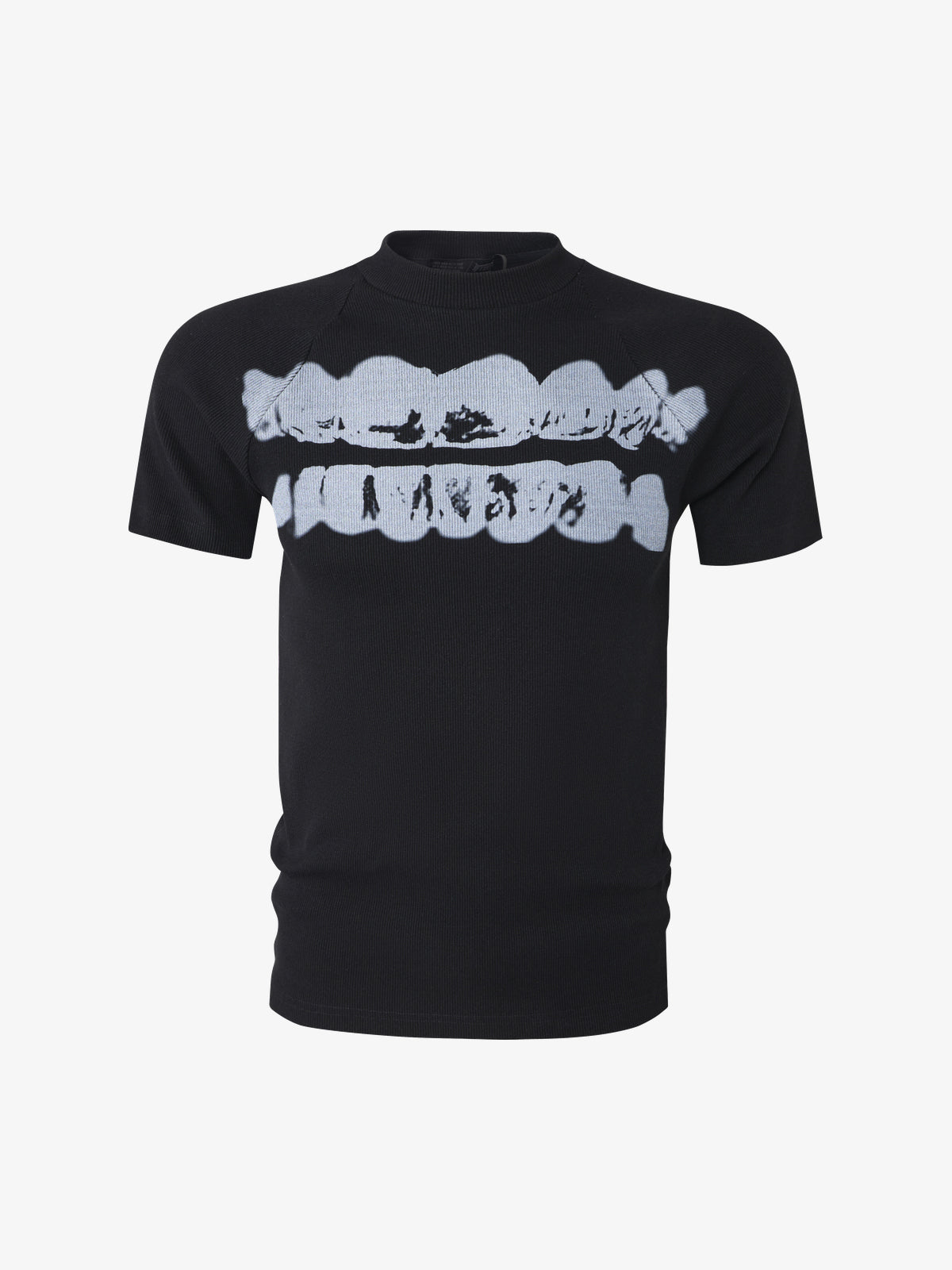 ATSF30 | Ribbed Jaw Print Raglan T-Shirt in Black - front view