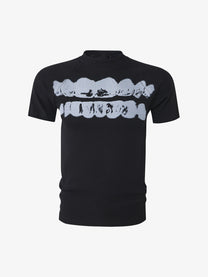 ATSF30 | Ribbed Jaw Print Raglan T-Shirt in Black - front view