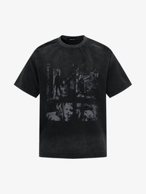 AW SPIKY HEAD | Tonal Photo Collage T-Shirt in Black - front view